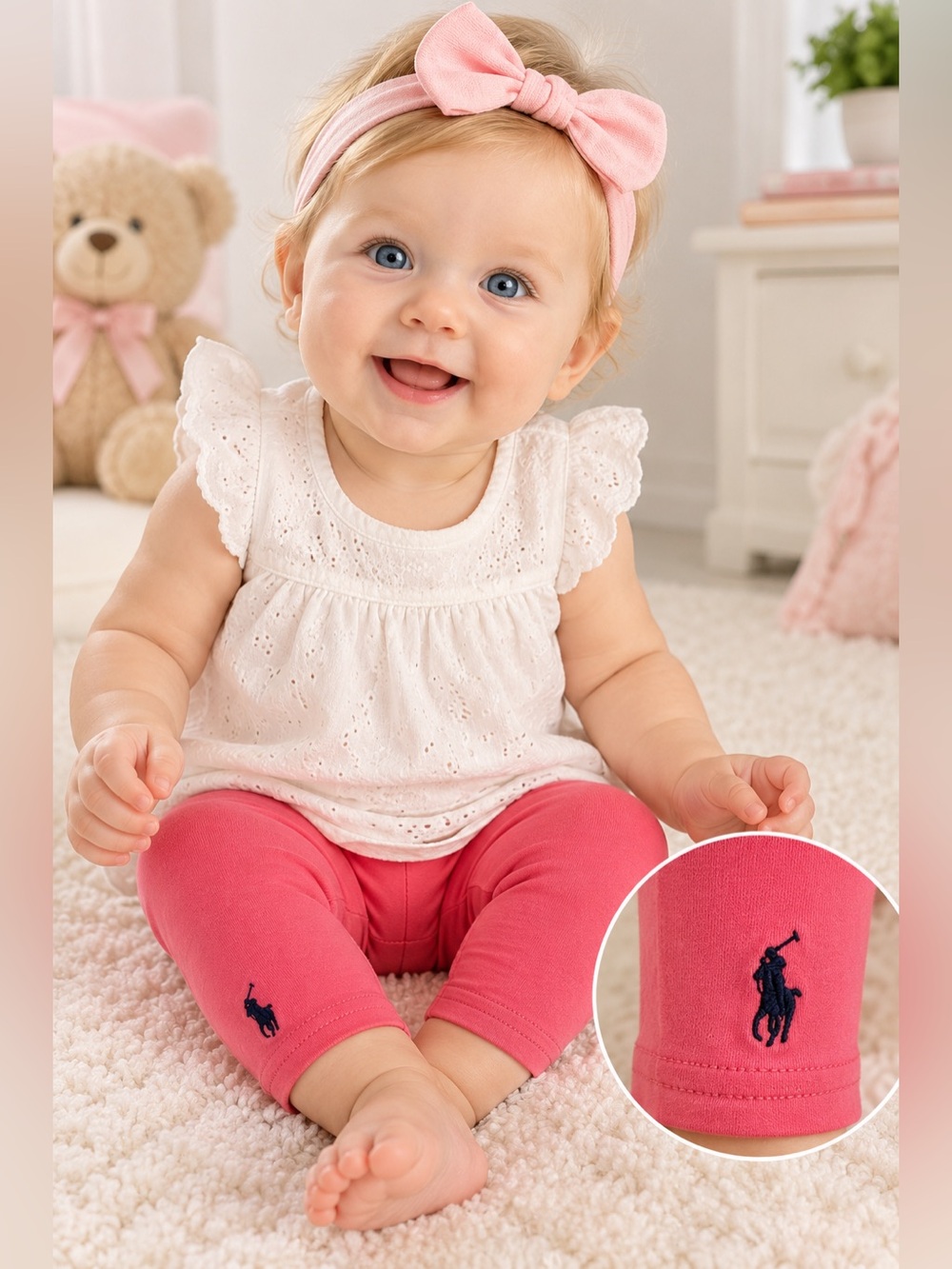 Ralph Lauren Baby Girl Pink Logo Capri Leggings Size 6M NWT